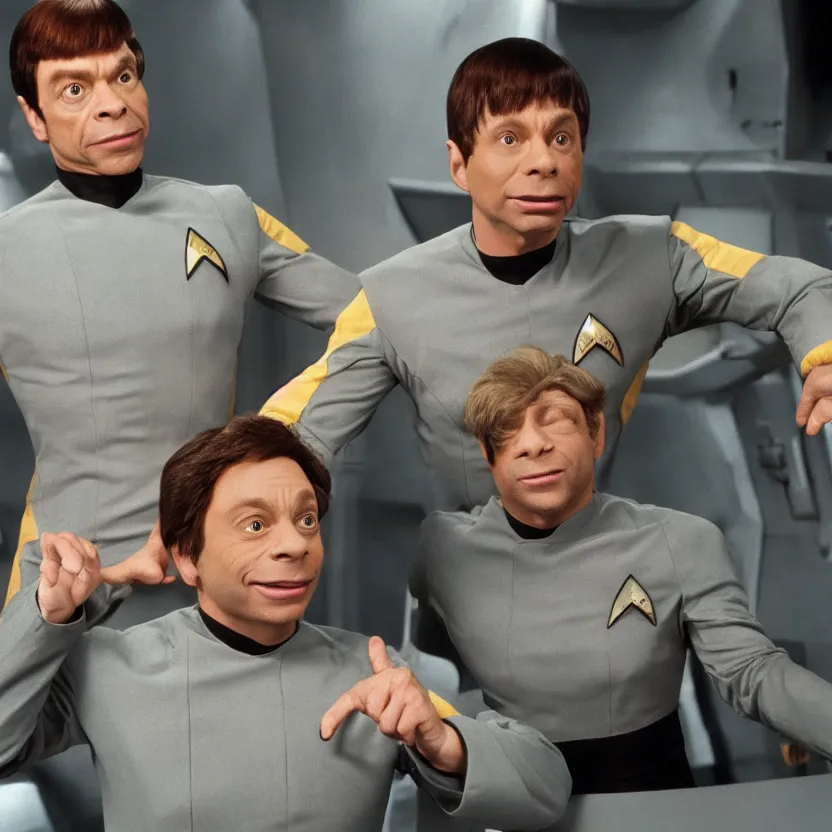 Image similar to chris kattan as mango from snl onboard uss enterprise, spock, star trek, movie still, photograph photorealistic, highly detailed, octane render,