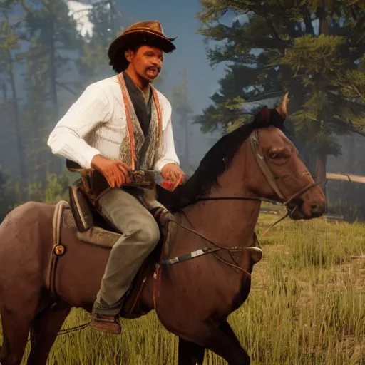 Prompt: an in-game screenshot of Eric Andre in Red Dead Redemption 2 (2018)