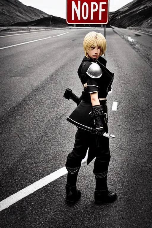 Image similar to a beautiful female guard from final fantasy showing the