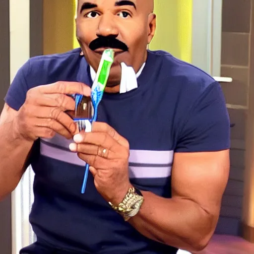 Prompt: steve harvey drinking blue coke