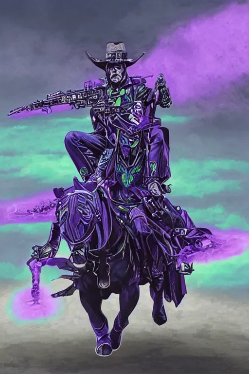 Image similar to portrait of cowboy johnny cash as purple green optimus prime from transformers riding on guitar zord ufo hoverboard, intricate, highly detailed, smooth, artstation, digital illustration by Lisa Frank and Ruan Jia and Mandy Jurgens and Artgerm and Wayne Barlowe and Greg Rutkowski and Zdislav Beksinski