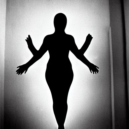 Image similar to a woman whos body is static losing frequency phasing out, dark eerie photo taken by digital hollywood