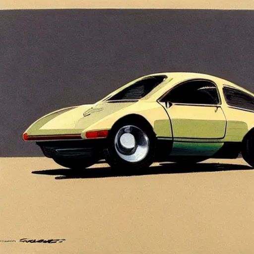 Prompt: concept art of a teeny tiny car, painted by syd mead, high quality