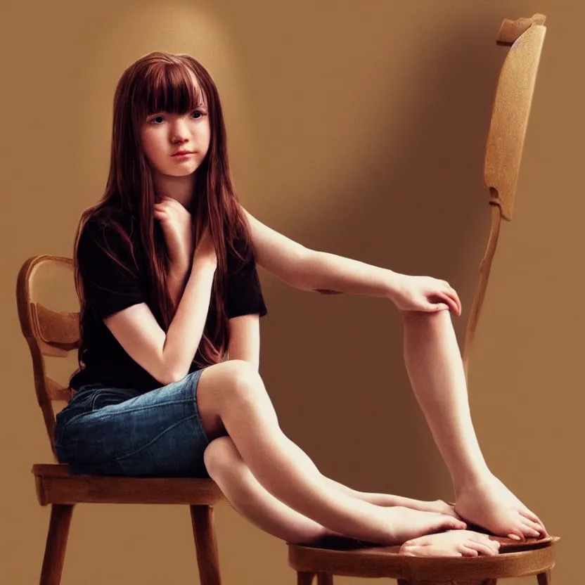 Image similar to portrait of 🥰 sitting on a chair, cute, found on artstation, hyperrealistic digital art, hilarious, light - hearted, highly detailed, funny, hahahaha