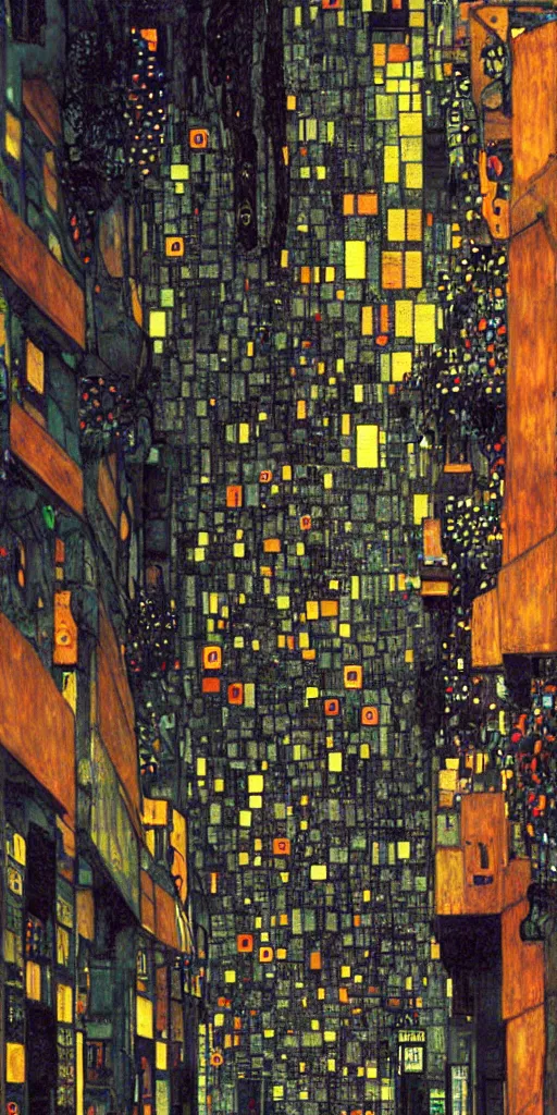 Image similar to cyberpunk alley by gustav klimt, rtx, 8 k, highly detailed, good lighting,