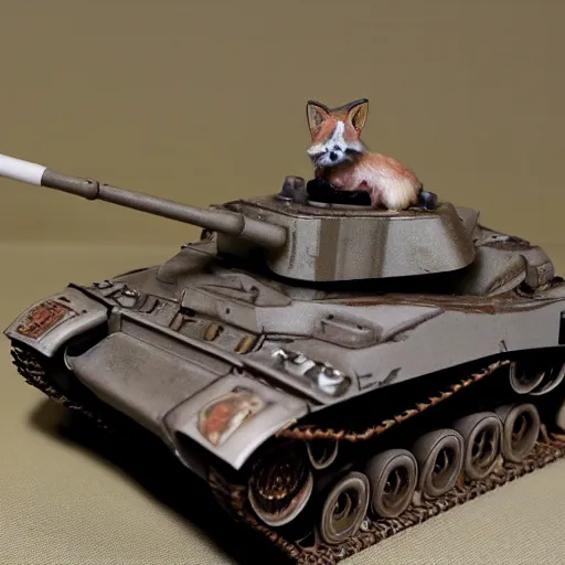 Image similar to a fox that got transformed into a panzer tank, extremely detailed,