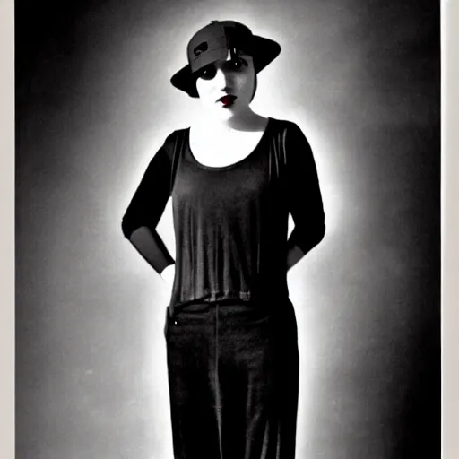 Image similar to female streetwear blogger, in the 1920s, full body portrait shot