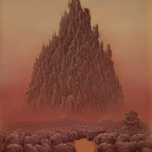 Image similar to a whole bunch of little tiny people, by zdzisław beksinski and studio ghibli