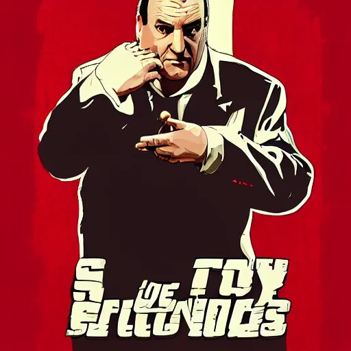 Image similar to Tony Soprano in the style of a GTA loading screen, Stephen Bliss, trending on artstation