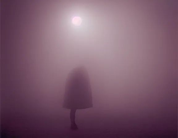 Image similar to film photograph of vagrant at night volumetric fog