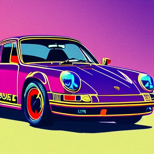 Prompt: a porsche 9 1 1 in the style of andy warhol