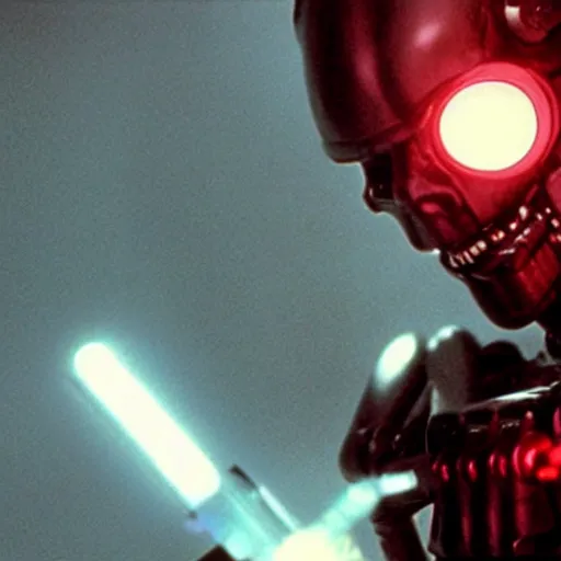 Prompt: movie still of a cool cyborg, cinematic composition, cinematic light, by george romero