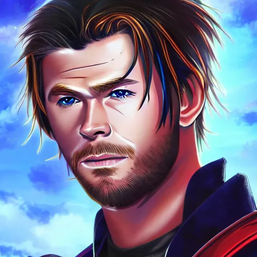 Image similar to Anime portrait of Chris Hemsworth, trending on artstation, artstationHD, artstationHQ, anime style, 4k, 8k