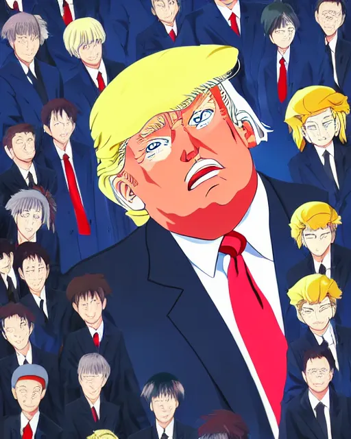 Prompt: an anime portrait of Donald Trump, a portrait of Donald Trump by studio Ghibli and Toei, highly detailed anime portrait, trending on artstationhq