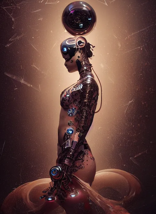 Image similar to portrait of a sensual futuristic geisha cyborg, led lights, modern fine art, fractal, intricate ornaments, elegant, highly detailed, digital photography, subsurface scattering, by jheronimus bosch and greg rutkowski,