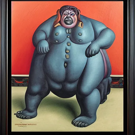 Prompt: colombian devil by botero, jp morgan