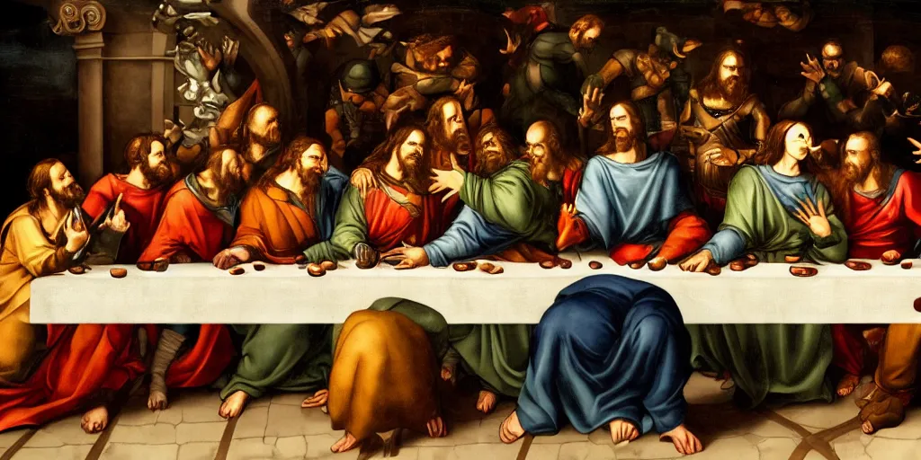 Prompt: the last supper of the x-men, renaissance painting, detailed, wallpaper