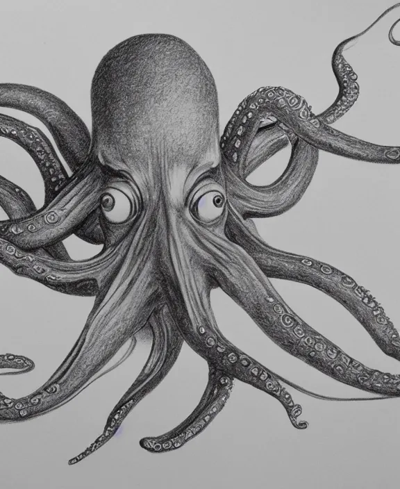 Prompt: a detailed pencil drawing of mark zuckerberg as an octopus, octopus tentacles