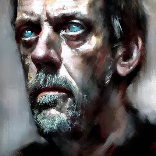 Image similar to face protrait of hugh laurie, realistic, ultrahd, jeremy mann painting