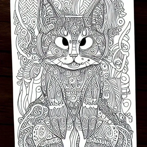 Image similar to adult coloring page of cats