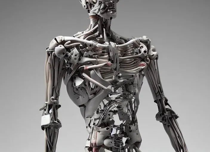 Image similar to a sculpture of full body anatomical cyborg