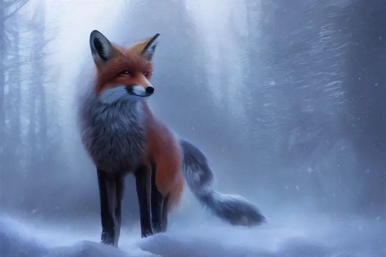 Image similar to portrait of a fox wearing blue coat stood outside a school, trending on artstation, highly detailed, digital painting, volumetric light, concept art, middle focus, illustration, lighting by Marc Adamus, daren bader, aleksi briclot, rutkowski, bouguereau