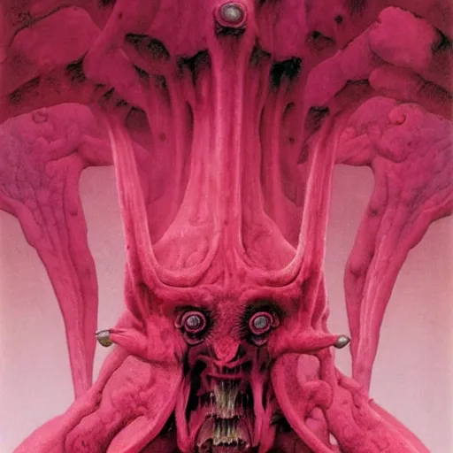 Prompt: pink hell, by wayne barlowe.