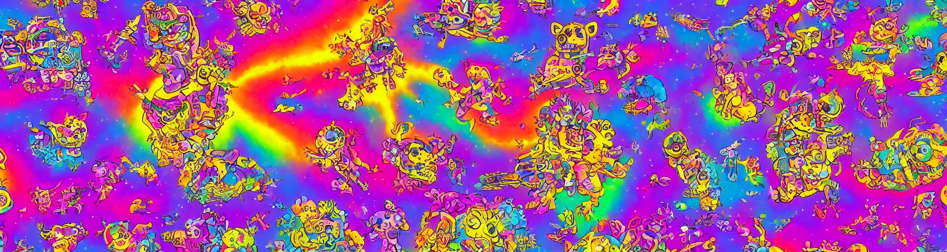 Image similar to lisa frank nuclear apocalypse