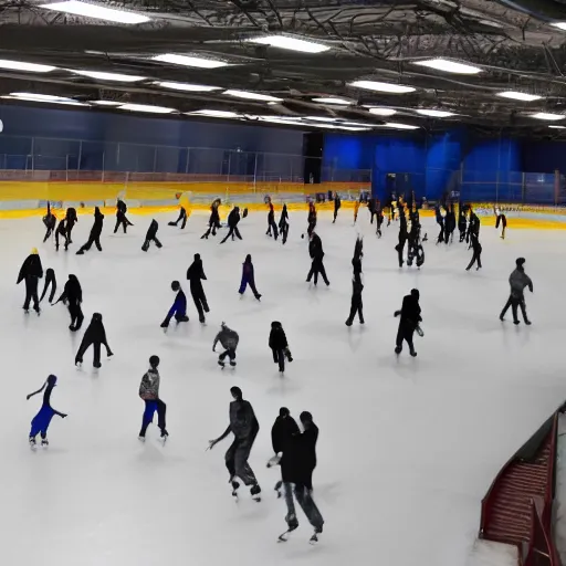 Image similar to people skating in a rink made of melted cheese