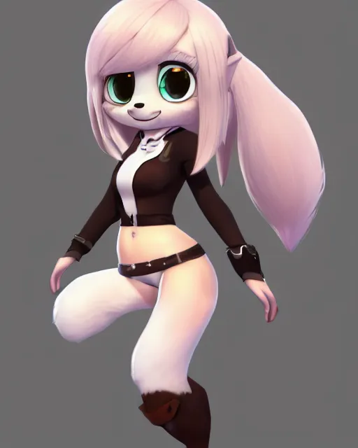 Image similar to female furry mini cute style, highly detailed, rendered, ray - tracing, cgi animated, 3 d demo reel avatar, style of maple story and zootopia, maple story gun girl, fox from league of legends chibi, soft shade, soft lighting