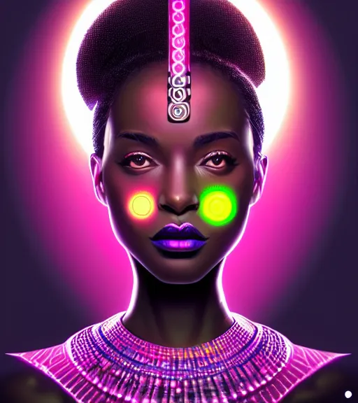Prompt: symmetry!! african princess of technology, solid cube of light, hard edges, product render retro - futuristic poster scifi, lasers and neon circuits, beautiful dark skin african princess, intricate, elegant, highly detailed, digital painting, artstation, concept art, smooth, sharp focus, illustration, dreamlike, art by artgerm