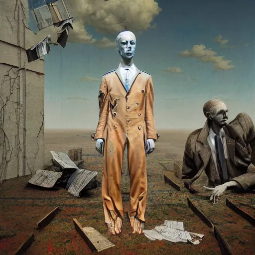 Image similar to the ego separates, psychedelic hyperrealistic surrealism, dreamscape, david friedrich, award winning masterpiece with incredible details, zhang kechun, a surreal vaporwave vaporwave vaporwave vaporwave vaporwave painting by thomas cole of a gigantic broken mannequin head sculpture in ruins, astronaut lost in liminal space, highly detailed, trending on artstation