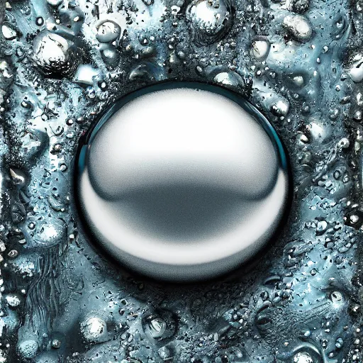 Image similar to chrome mercury blob 3 d in art studio, photorealistic render by jackson pollock