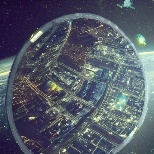 Prompt: city in the middle of space, futuristic!