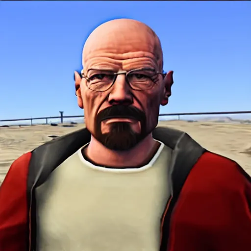 Image similar to a screenshot of walter white in grand theft auto