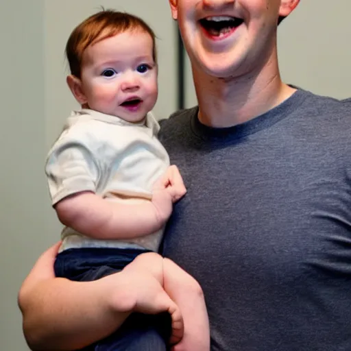 Prompt: a baby with the head of mark zuckerberg