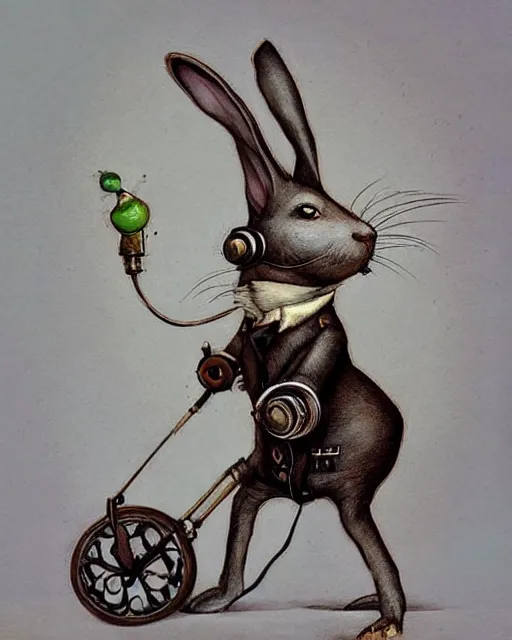 Image similar to steampunk rabbit waving hello by esao andrews