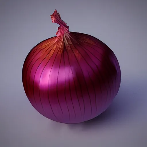 Image similar to 3d render, onion crying art, 2d