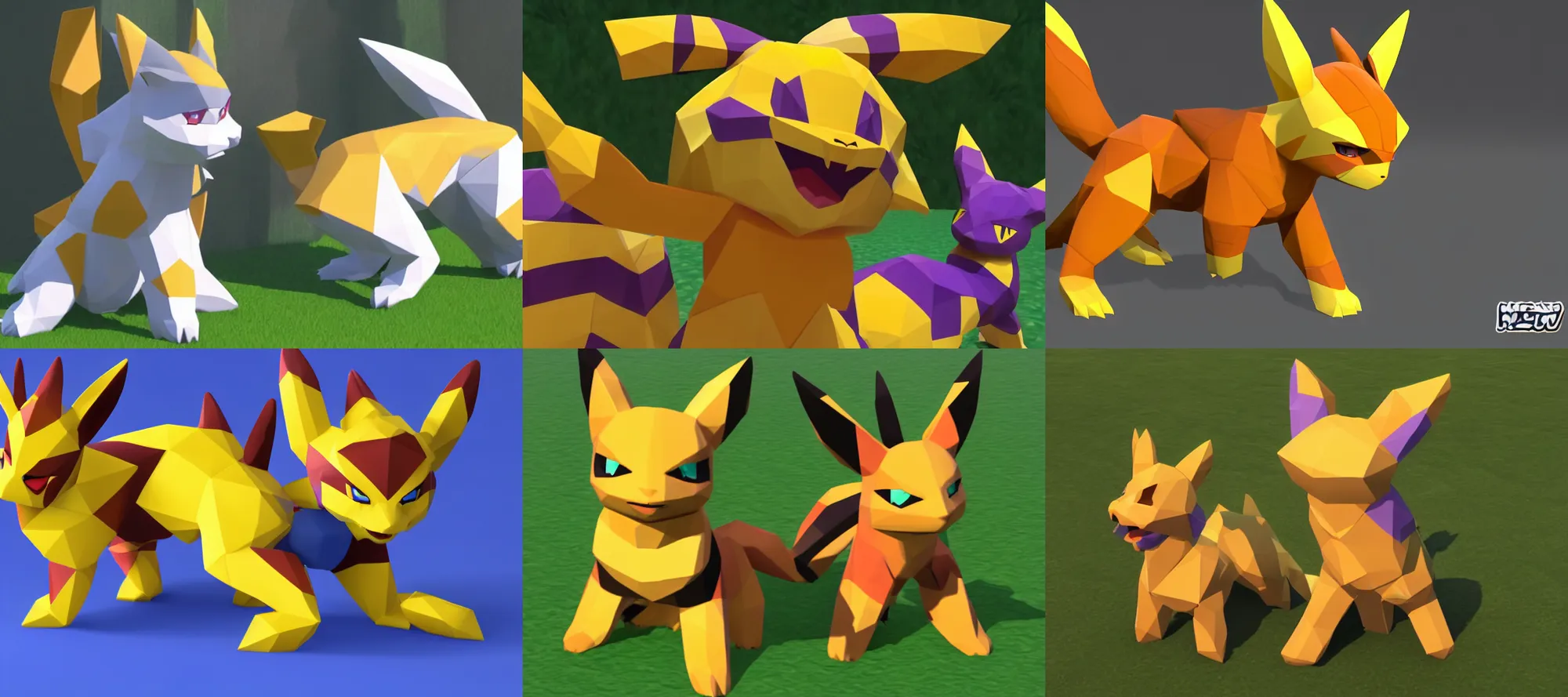 Prompt: nintendo 64 low poly leaked screenshot of hey you mew snap with renamon