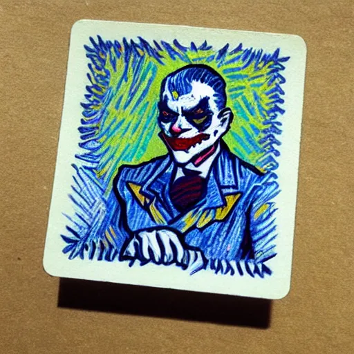 Prompt: “joker card designed by vincent van gogh”