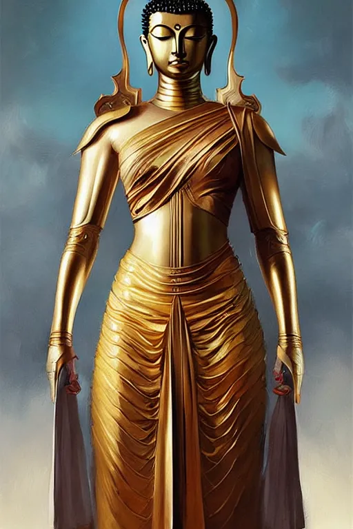 Prompt: buddhism, armor, painting by greg rutkowski, j. c. leyendecker, artgerm