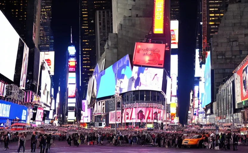 Prompt: power outage in Times Square, ominous