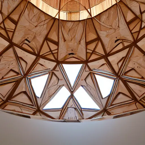 Image similar to interior squid designed dome made by organic materials.