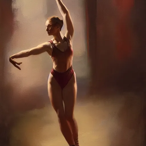 Image similar to oil painting dancer woman, with dancer men herb rose, by greg rutkowski, artstation