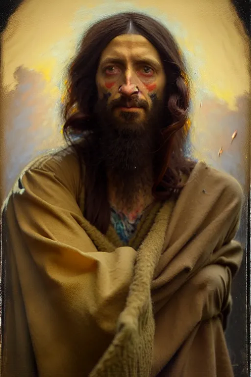 Image similar to photograph imax and solomon joseph solomon and richard schmid and jeremy lipking victorian loose genre loose painting full length portrait painting of jesus