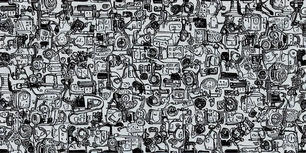 Prompt: seamless pattern showing microscopes. black and white, drawing, white background, seamless, ornament.