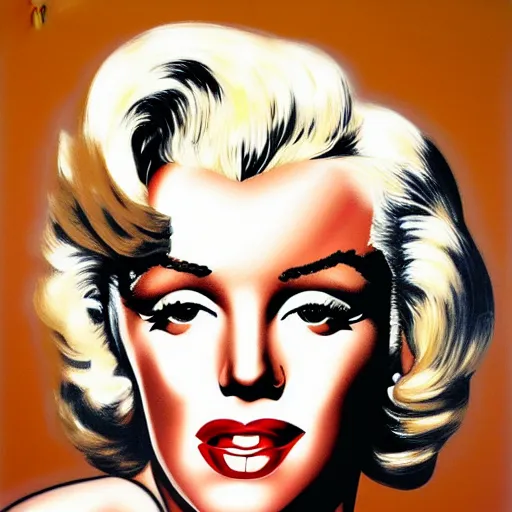 Image similar to portrait of Marilyn Monroe in the seven year itch, painted by Trevor brown