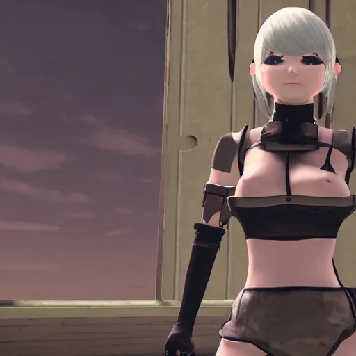 Prompt: Walter White as 2B from Nier Automata, Nier Automata, Screenshot