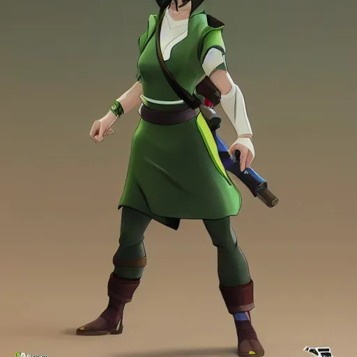 Image similar to toph beifong in fortnite, blind eyes, character render, full body shot, highly detailed, in game render