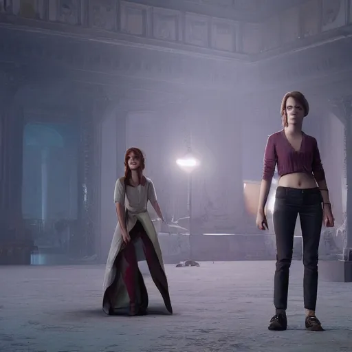 Prompt: full body of emma watson, 8 k uhd, unreal engine, octane render in the artstyle of finnian macmanus, john park and greg rutkowski